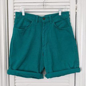 Green denim shorts